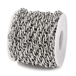 304ステンレスロープチェーン  溶接されていない  スプールで  ステンレス鋼色  10x7x2mm&nbsp;CHS-A021-07D-P