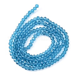透明ガラスビーズ連売り  多面カット  ロンデル  ダークシアン  2.9~3.3x2mm  穴：0.5mm  約135~140個/連  32~34cm&nbsp;GLAA-R135-2mm-19