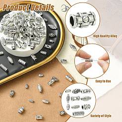 100個 10スタイル チベットスタイル 亜鉛合金スペーサービーズ  コラム  アンティークシルバー  8~15x4~6.5mm  穴：1.4~2.5mm  10個/スタイル&nbsp;FIND-CJ0004-94