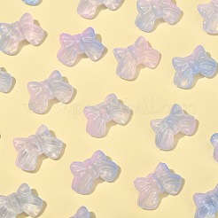 ツートンの手作りランプワーク ビーズ  DIYアクセサリー用  蝶結び  コーンフラワーブルー  14.5x21x7.5mm  穴：1.2mm  100個/箱&nbsp;LAMP-CJ0001-37