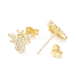 Clear Cubic Zirconia Bees Stud Earrings&nbsp;EJEW-P196-09G