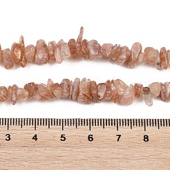 天然の金色の斑点模様が入ったサンストーンビーズの連  チップ  6~12x5.5~8x2~4.5mm  穴：0.7mm  32.28''（82センチメートル）&nbsp;G-G464-B01-01