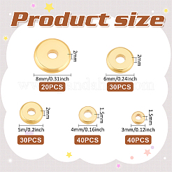 160個5スタイルアロイスペーサービーズ  ロンデル  ゴールドカラー  3~8x1.5~2mm  穴：1.2~2mm&nbsp;FIND-BC0005-16