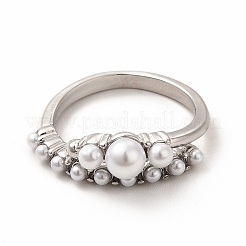 Plastic Imitation Pearl Cuff Ring&nbsp;RJEW-F142-04P
