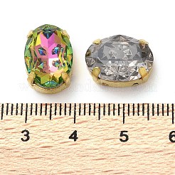 縫い付けラインストーン  ガラスクリスタルラインストーンマルチ連リンク  真鍮製爪付き台座付き  衣料品アクセサリー  多面カット  オーバル  ミックスカラー  ゴールドカラー  14x10x7mm  穴：1.2mm&nbsp;EGLA-F161-04G-01