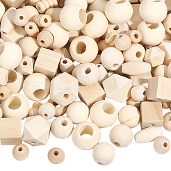 350Pcs 11 Styles Natural Wood Beads&nbsp;WOOD-PA0001-43