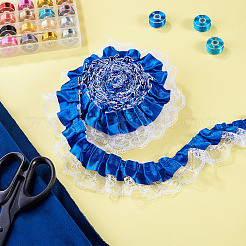 12.5ヤードのポリエステルレースリボン  洋服アクセサリー用  ブルー  1-3/4インチ（43mm）&nbsp;OCOR-TA0003-85B