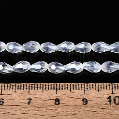 透明な涙滴型のガラスビーズ連売り  多面カット  透明  6~7x4mm  穴：0.8~0.9mm  約65個/連  16.14~16.42''（41~41.7センチメートル）&nbsp;GLAA-T025-79A-01