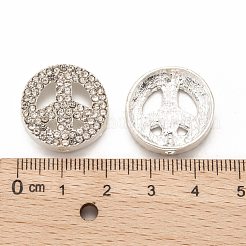 ピースサイン合金クリスタルラインストーンビーズ  銀色のメッキ  20x5mm  穴：2mm&nbsp;RB-J451-01S