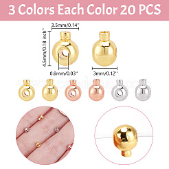 60Pcs 3 Colors Brass Crimp Beads&nbsp;KK-AR0003-60