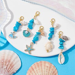 5Pcs 5 Styles Alloy Enamel & Shell Pendant Decoraiton&nbsp;HJEW-JM01656