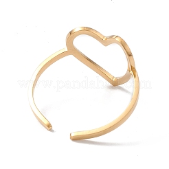 中空ハート 304 ステンレススチール オープンカフリング 女性用  ゴールドカラー  内径：19mm&nbsp;LS-RJEW-E073-07G