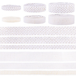 粘着樹脂ラインストーン＆プラスチックテープ6個  コスチュームアクセサリー  ベルトの装飾  ホワイト  9~21x2.5~3.5mm  6roll /セット&nbsp;DIY-TA0011-68