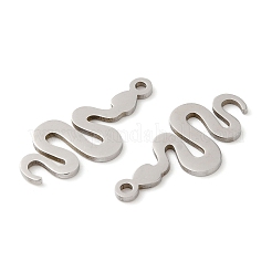 変色しない201ステンレススチールペンダント  スネークチャーム  ステンレス鋼色  21.5x10x1mm  穴：1.4mm&nbsp;STAS-A084-04P