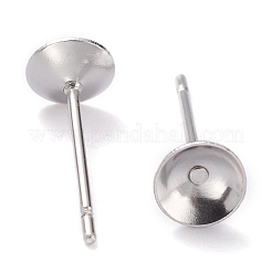 変色しない304ステンレススチールスタッドピアスセッティング  コーン  ステンレス鋼色  5x0.3mm  直径：5mm  トレイ：4mm  ピン：0.7mm&nbsp;STAS-J031-12