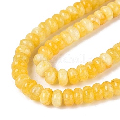 天然石ホワイトジェイドビーズ連売り  滑らかなロンデル  染め  ゴールド  10~10.5x5.5~6mm  穴：0.7~1.2mm  約61~69個/連  14.37~15.55インチ（36.5~39.5cm）&nbsp;G-Q613-01F-19