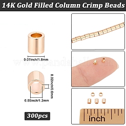 真鍮クリンプビーズ3袋  長持ちメッキ  コラム  本金14KGFゴールドフィルド  1.8x0.6mm  穴：1.2mm&nbsp;KK-BBC0026-10A