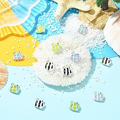 12本6色合金エナメルチャーム  魚  ミックスカラー  13.5x15.5x5.5mm  穴：1.6mm  2個/カラー&nbsp;ENAM-CJ0007-49