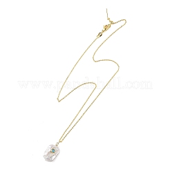 Natural Baroque Keshi Pearl Pendant Brass Cable Chain Necklaces&nbsp;NJEW-JN06530