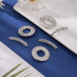 チベット風合金マンテル  カドミウムフリー＆ニッケルフリー＆鉛フリー  ドーナツ  アンティークシルバー  31mm  穴：1.5mm&nbsp;LF10975Y-NF