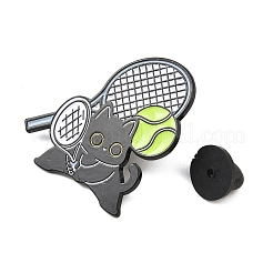 Cat with Tennis Sport Enamel Pins&nbsp;JEWB-I052-05EB-03