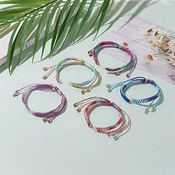調節可能なナイロンコード編組ブレスレット作り  304ステンレススチール製丸カン付き  ゴールドカラー  ミックスカラー  5-3/4~11-1/4インチ（14.5~28cm）&nbsp;AJEW-JB00877