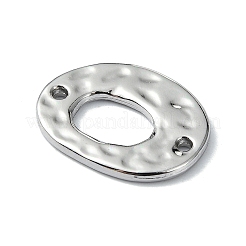 メッキ合金のリンクをラック  テクスチャ加工された中空楕円コネクタチャーム  プラチナ  14x18x1.5mm  穴：1.5mm&nbsp;FIND-M014-01P