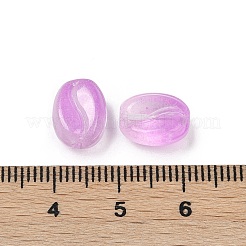 透明ガラスビーズ  コー​​ヒー豆  焼き付け塗料  スミレ  11x8.5x6.5mm  穴：1mm&nbsp;LS-DGLA-E004-15C