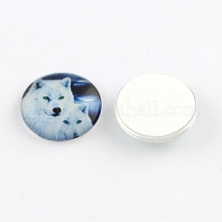 Half Round/Dome Wolf Pattern Glass Flatback Cabochons for DIY Projects&nbsp;GGLA-Q037-25mm-28