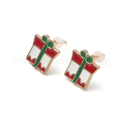 9 Pairs Christmas Alloy Enamel Stud Earrings&nbsp;EJEW-G449-01G
