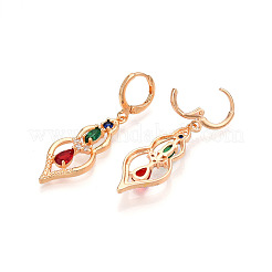 Brass Micro Pave Cubic Zirconia Leverback Earrings&nbsp;EJEW-N058-01G