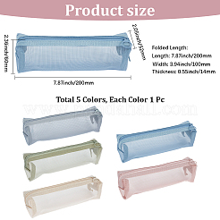 5Pcs 5 Colors Nylon Mesh Pen Pencil Case&nbsp;ABAG-GF0001-54