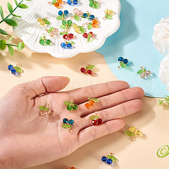 28Pcs 7 Colors Trabsparent Glass Pendants&nbsp;PALLOY-TAC0187