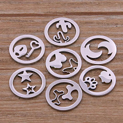 ステンレスペンダント201個  フラットラウンド  混合図形  ステンレス鋼色  15x1mm  10個/袋&nbsp;STAS-H246-02P