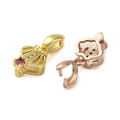 Rack Plating Brass Micro Pave Clear Cubic Zirconia Ice Pick Pinch Bails&nbsp;KK-K340-24
