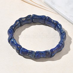 竹と天然ラピスラズリのビーズを使ったストレッチブレスレット（男女兼用）  内径：2.36インチ（6cm）&nbsp;BJEW-K304-01H