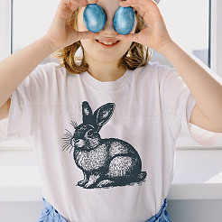 粘着性のシルクスクリーン印刷ステンシル  木に塗るため  DIYデコレーションTシャツ生地  兎  220x280mm&nbsp;DIY-WH0638-031