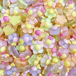 漫画の半透明樹脂カボション  ジュエリー作りのための  ミックスカラー  花  12.5x13x6.5mm&nbsp;RESI-C039-01Q