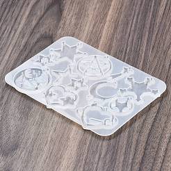 DIYペンダントシリコンモールド  レジン型  スターと太陽  ホワイト  88x120x4mm  穴：2mm&nbsp;SIMO-Z006-03C