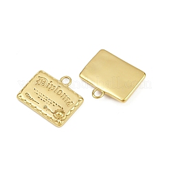 304ステンレスペンダント  卒業証書チャーム  イオンプレーティング（ip）  手動研磨  18KGP本金メッキ  16.5x18.5x3.5mm  穴：2.5mm&nbsp;STAS-P415-19G