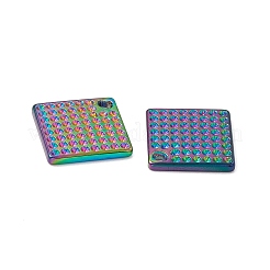 イオンプレーティング（IP）304ステンレスペンダント  ひし形チャーム  虹色  20x20x2mm  穴：1.6mm&nbsp;STAS-B031-37R