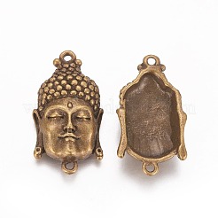 チベットスタイルの合金リンクコネクター  仏頭  アンティークブロンズ  37x20x8mm  穴：1.5mm&nbsp;PALLOY-E552-12AB