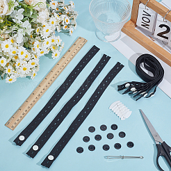 DIYの縫製キット  縫い糸と針を含む  鉄の弾性バンドクリップ  ポリエステル弾性バインディングストラップ  2つ穴プラスチックボタン  ブラック&nbsp;DIY-CY0002-55B