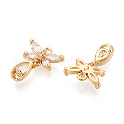 Brass Micro Pave Clear Cubic Zirconia Pendants&nbsp;KK-T078-05G-01