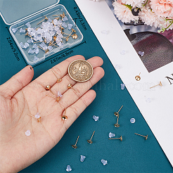 304ステンレススチールスタッドピアス金具40個  パールカップスタッドセッティング  80個のプラスチック製イヤーナット付き  24KGP本金メッキ  13.5x6mm  トレイ：5.5mm  ピン：0.8mm&nbsp;STAS-BBC0004-04