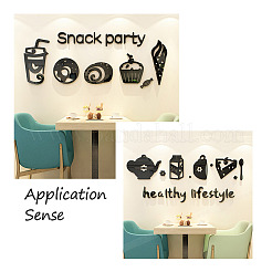 2Set 8Pcs 3D Afternoon Tea Theme Acrylic Self-adhesion Mirror Wall Stickers&nbsp;DIY-EL0001-01