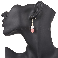 Round Natural Rhodochrosite & Shell Pearl Pendant Necklace and Dangle Earring Sets&nbsp;SJEW-JS01362