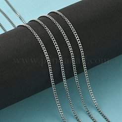 変色防止304ステンレススチールカーブチェーンツイストリンクチェーン  溶接されていない  多面カット  ステンレス鋼色  3x2.2x1mm&nbsp;CHS-K001-18-2.2mm