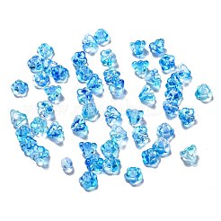 透明なチェコのガラスビーズ  花  ディープスカイブルー  6.5x5mm  穴：0.8mm  約357~363個/袋&nbsp;GLAA-G070-05B-016