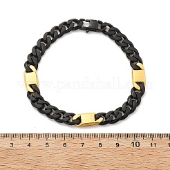 304ステンレススチールキューバチェーンブレスレット女性男性用  イオンプレーティング（ip）  ブラック  8-1/4インチ（20.9cm）&nbsp;BJEW-A031-05B-EB